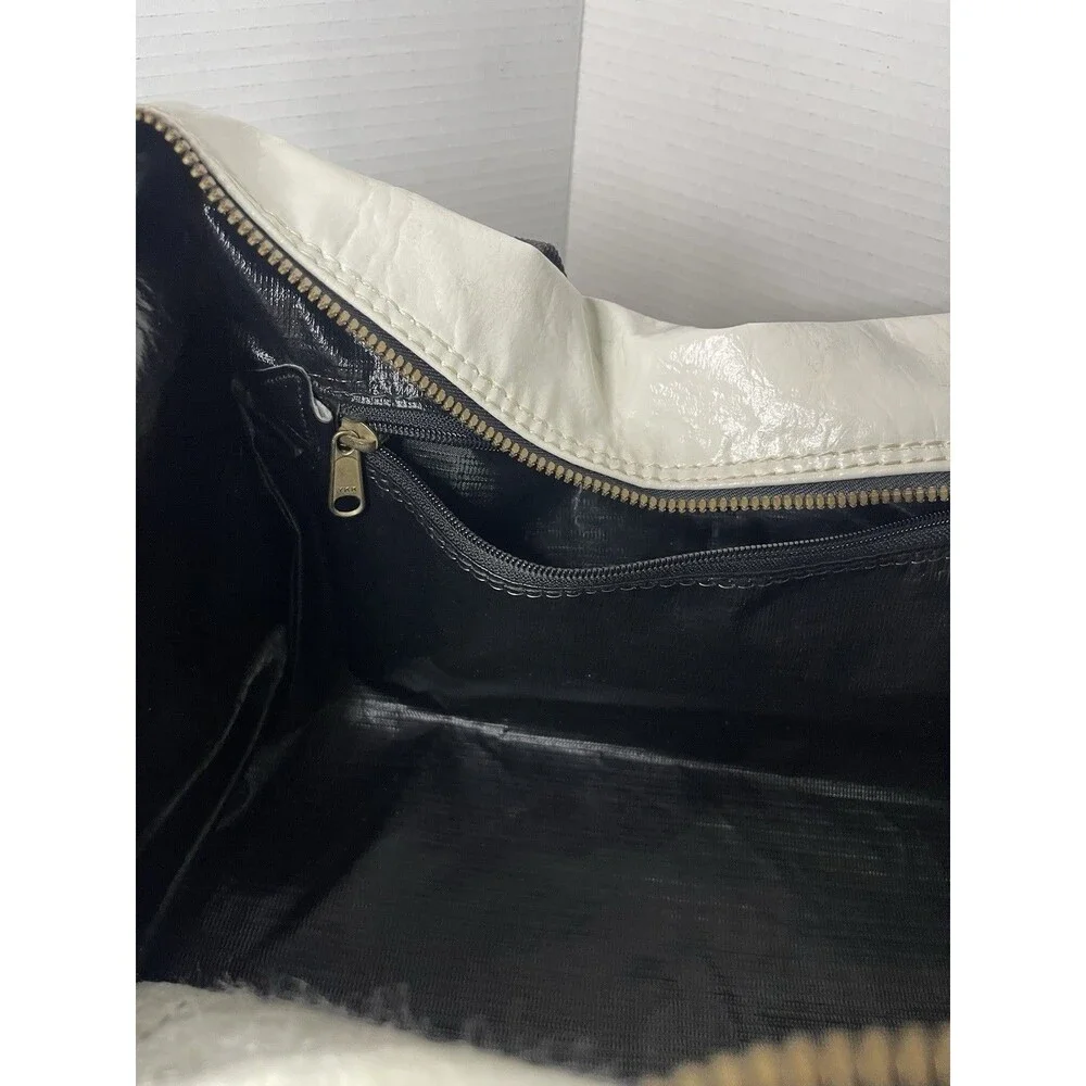 Titleist Vintage Black White Leather Golf Bag Duffle Weekend Zip Carry All